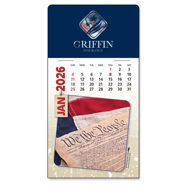 Peel-N-Stick® white vinyl 12-month calendars with full color Americana Calendar Pads.... from ASI 54040 Fey Promo / Fey Calendar Impressions