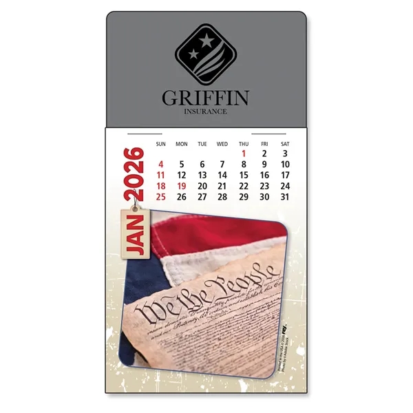 Peel-N-Stick® white vinyl 12-month calendars with full color Americana Calendar Pads.... from ASI 54040 Fey Promo / Fey Calendar Impressions