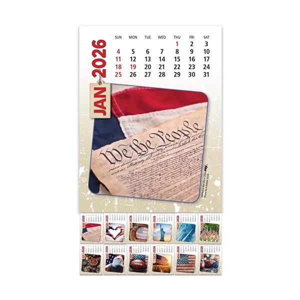Peel-N-Stick® white vinyl 12-month calendars with full color Americana Calendar Pads.... from ASI 54040 Fey Promo / Fey Calendar Impressions