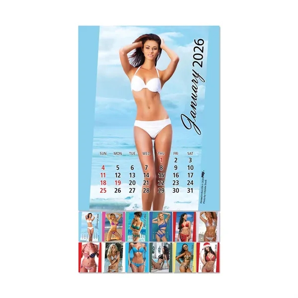 Peel-N-Stick® white vinyl 12-month calendars with full color Swimsuit Calendar Pad... from ASI 54040 Fey Promo / Fey Calendar Impressions