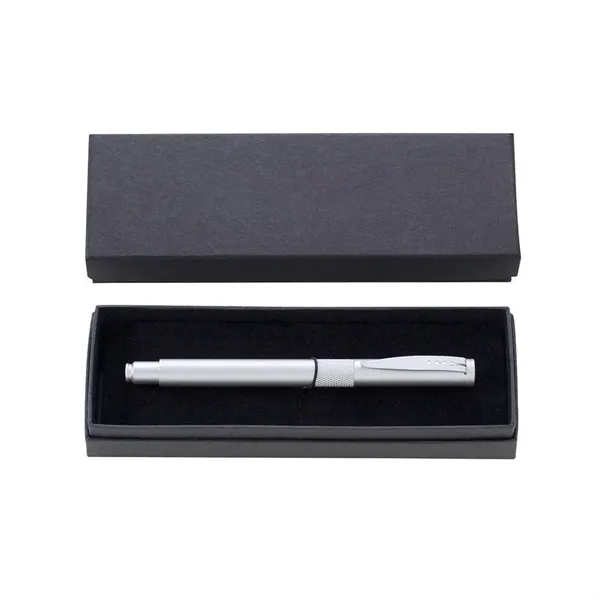 Solid brass-barreled rollerball pen inside a velvet cardboard box.... from ASI 39552 BEL Promo