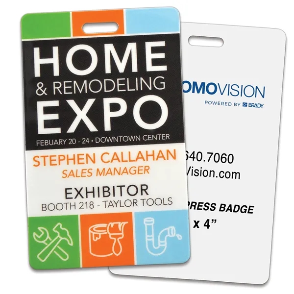 One- or two-sided name badges digitally printed in full color &... from ASI 79898 Promovision / PROMOVISION