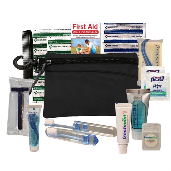 Travel kit with a zippered pouch and carabiner.... from ASI 84514 Safety Made