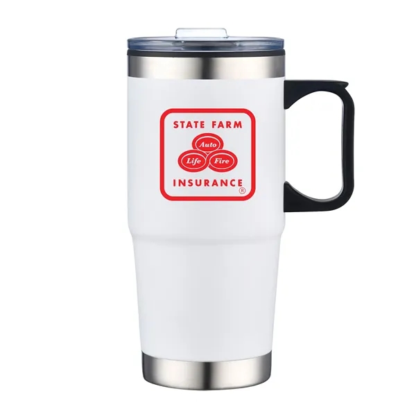 24 oz. stainless steel travel mug with ergonomic plastic handle.... from ASI 44900 NC Custom (CI/Lanco) / Lanco