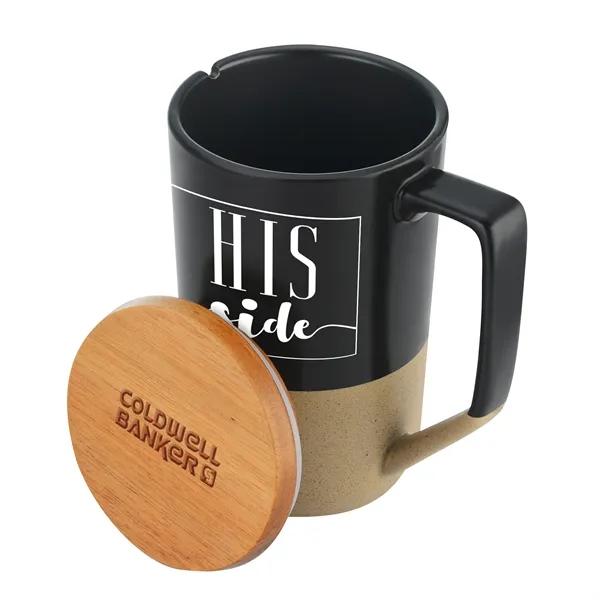 15 oz. Two tone ceramic mug with wood lid.... from ASI 44900 NC Custom (CI/Lanco) / Lanco