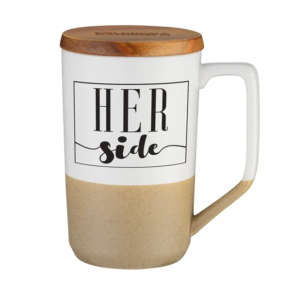 15 oz. Two tone ceramic mug with wood lid.... from ASI 44900 NC Custom (CI/Lanco) / Lanco
