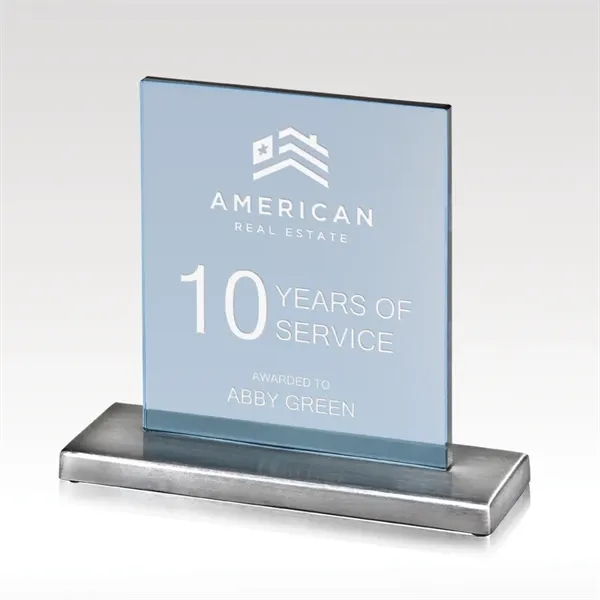 Glass award with a stainless base and a sharp satin finish.... from ASI 93986 Visions/Awardcraft / Visions Awards
