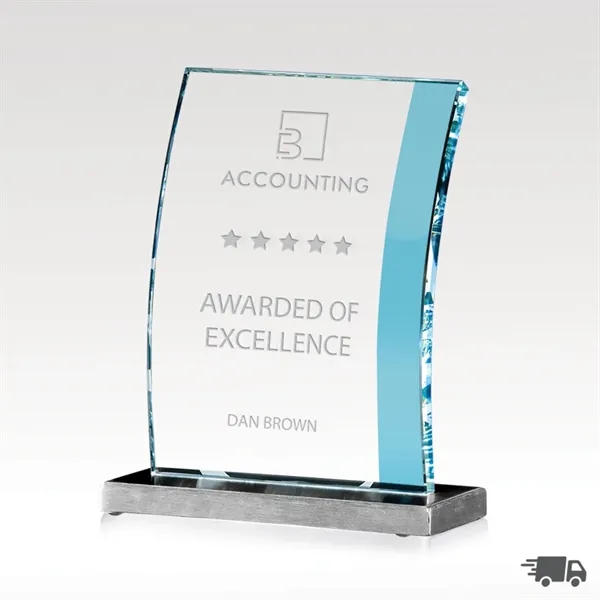 Award crafted from thick rectangular bent jade glass with a luster... from ASI 93986 Visions/Awardcraft / Visions Awards