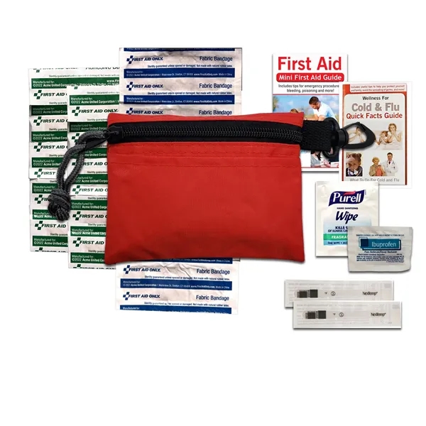 Wellness kit with a cold and flu guide, zippered pouch, and... from ASI 84514 Safety Made