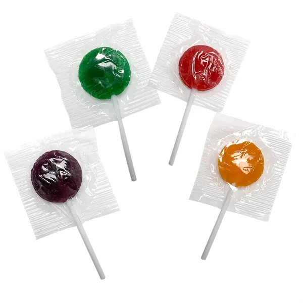 Assorted flavored lollipops that are individually packaged with customizable wrappers.... from ASI 71685 Midnite Snax®