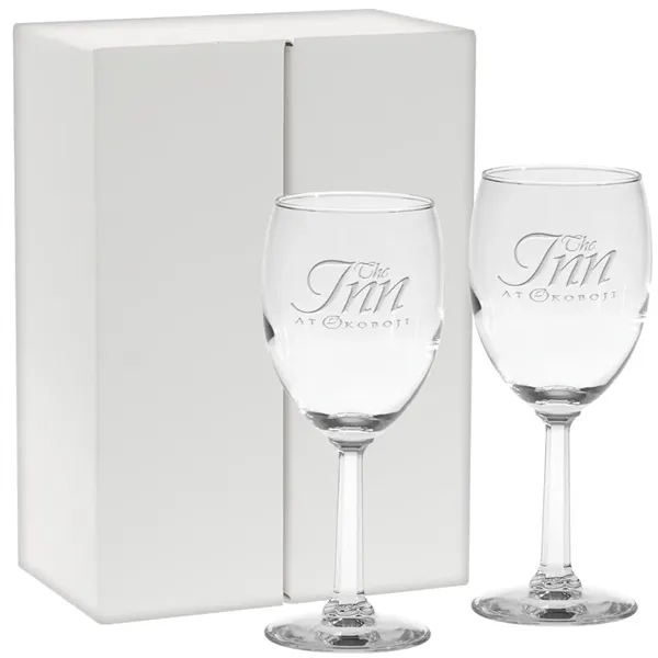 Set of two 8 oz. wine glasses with a white gift... from ASI 71920 Moderne Glass Company Inc / Glass America®