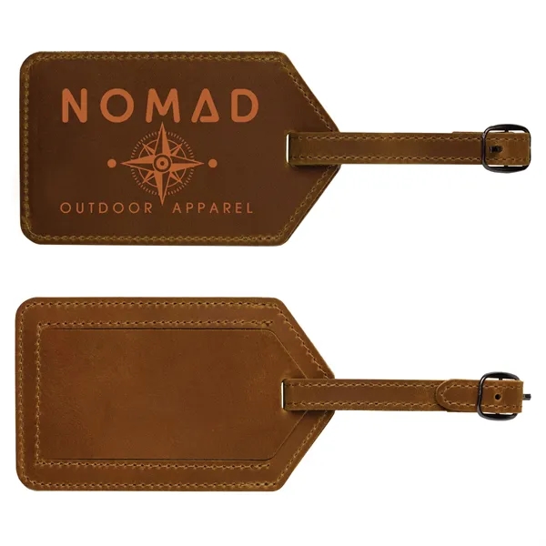 Crazy horse leather luggage tag with buckle flap closure with customization.... from ASI 62190 Illini