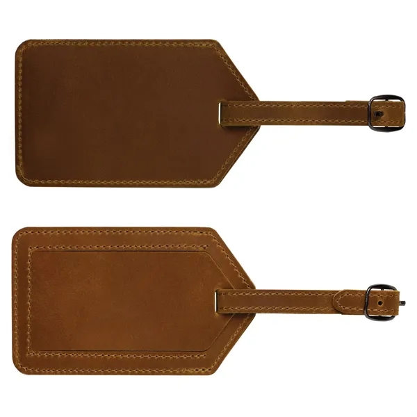 Crazy horse leather luggage tag with buckle flap closure with customization.... from ASI 62190 Illini