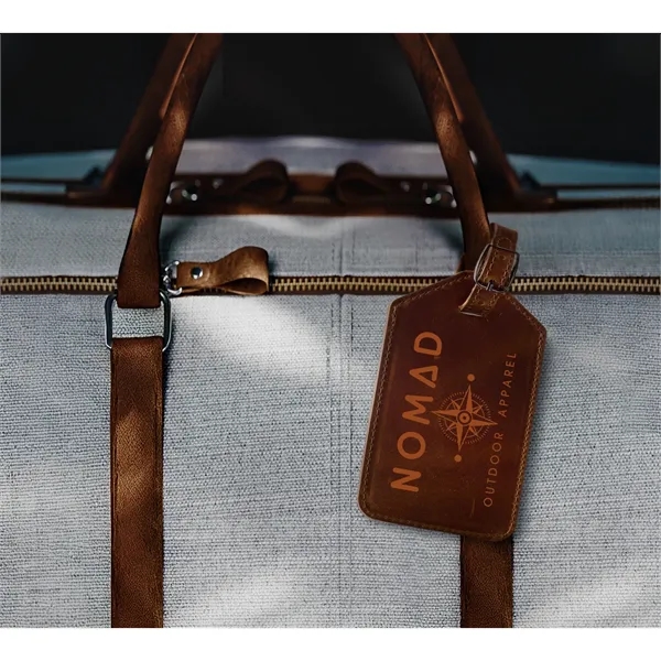 Crazy horse leather luggage tag with buckle flap closure with customization.... from ASI 62190 Illini