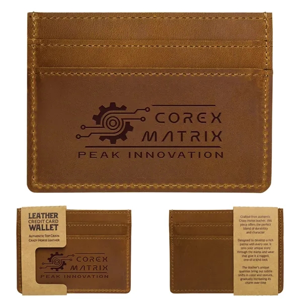 Crazy horse leather wallet with four card slots with customization.... from ASI 62190 Illini