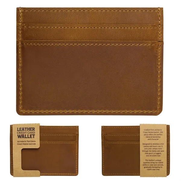 Crazy horse leather wallet with four card slots with customization.... from ASI 62190 Illini