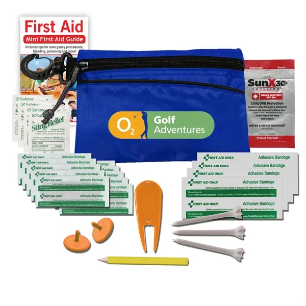 Golf kit with sting and bite wipes, sunscreen, zippered pouch, and... from ASI 84514 Safety Made