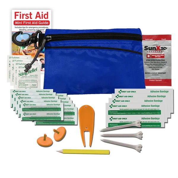 Golf kit with sting and bite wipes, sunscreen, zippered pouch, and... from ASI 84514 Safety Made