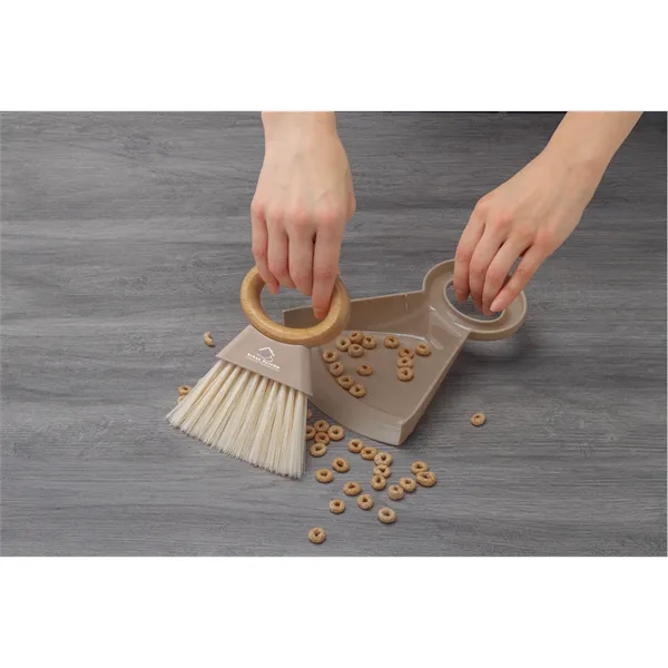 A bamboo handled mini dustpan and broom with customization... from ASI 62190 Illini