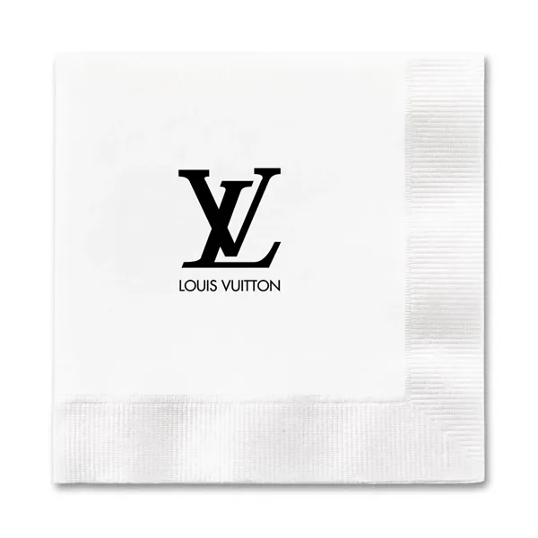 White 5" x 5" beverage napkin with coin edge embossing made... from ASI 91880 Tranter Graphics Inc