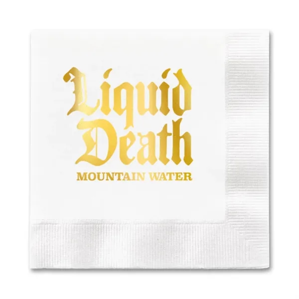 5" x 5" white 1-ply foil-stamped beverage napkins made of recycled... from ASI 91880 Tranter Graphics Inc