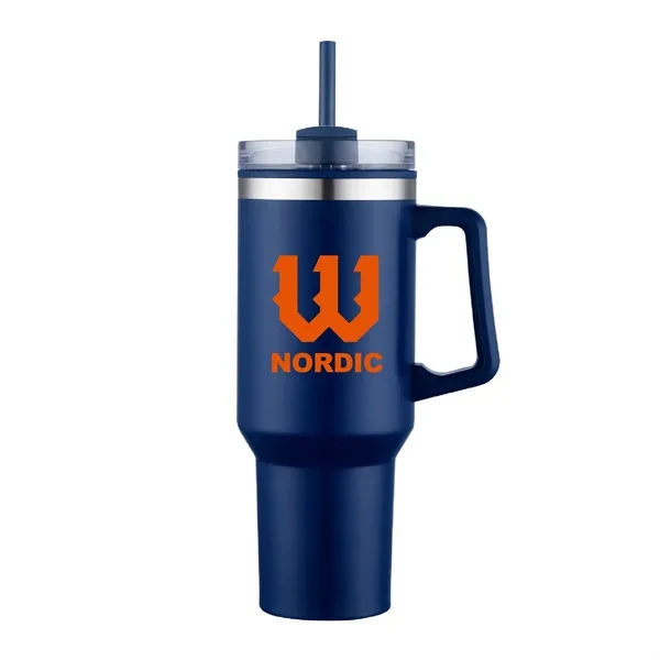 40 oz. Double Wall Insulated Travel Mug with Handle and Straw... from ASI 39820 Opusline (Benmex)