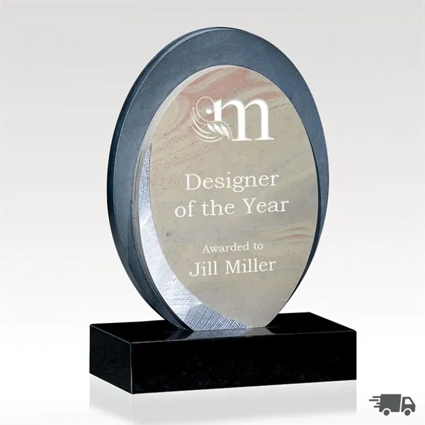 Multicolored slate award with silver random-sanded accent layered design and an... from ASI 93986 Visions/Awardcraft / Visions Awards