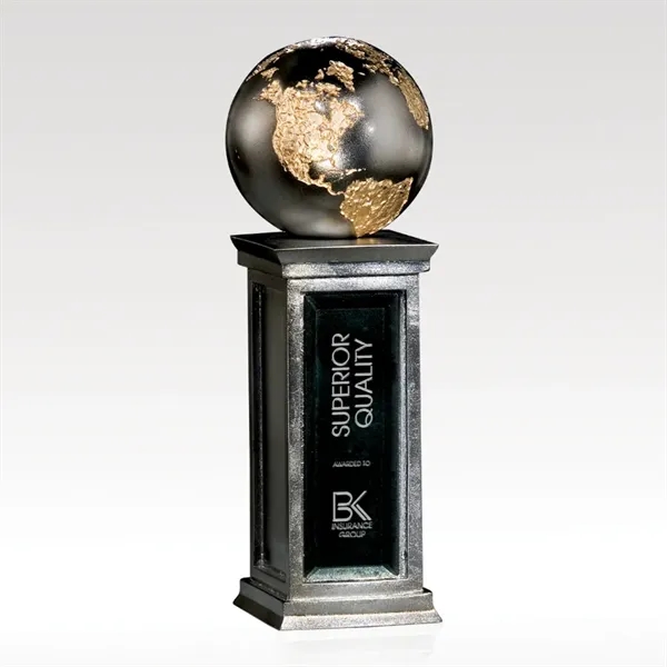 Gilded gold and silver case resin award with a black glass... from ASI 93986 Visions/Awardcraft / Visions Awards
