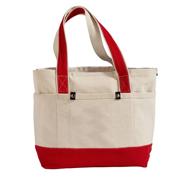 Cotton canvas tote bag with 3 front and 3 back pockets,... from ASI 68507 The Magnet Group / The Bag Factory®