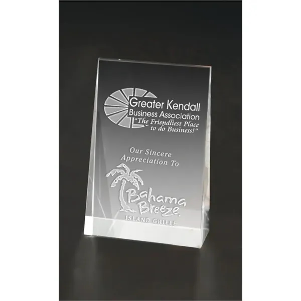 Wedge award made of optical crystal; available in three sizes.... from ASI 71920 Moderne Glass Company Inc / Glass America®
