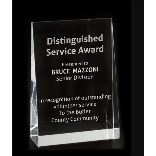 Wedge award made of optical crystal; available in three sizes.... from ASI 71920 Moderne Glass Company Inc / Glass America®