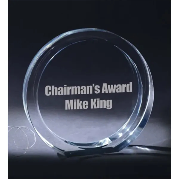 This circular optically perfect award features a large etch area perfect... from ASI 71920 Moderne Glass Company Inc