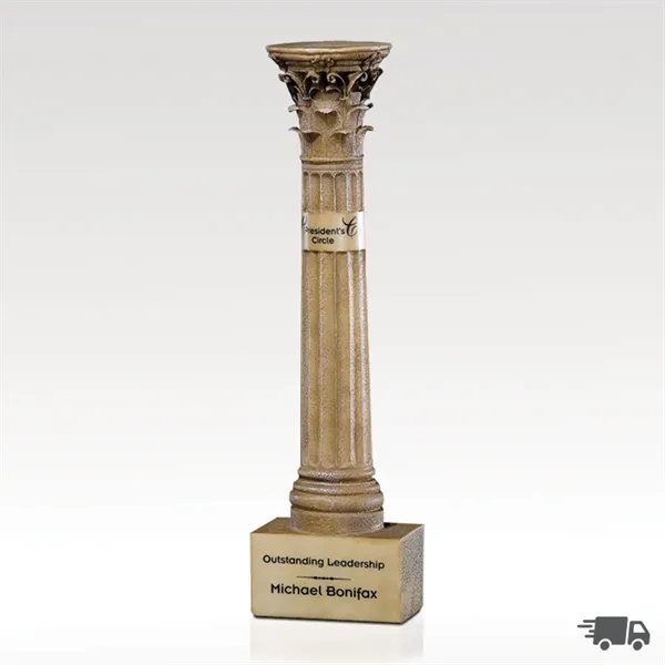 Sand colored award made from resin and features an antiqued look... from ASI 93986 Visions/Awardcraft / Visions Awards
