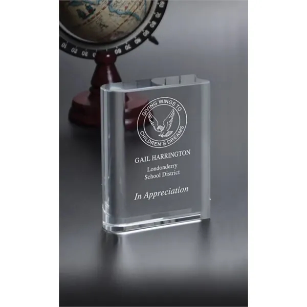 Book shaped award made of optical crystal; available in three sizes.... from ASI 71920 Moderne Glass Company Inc / Glass America®