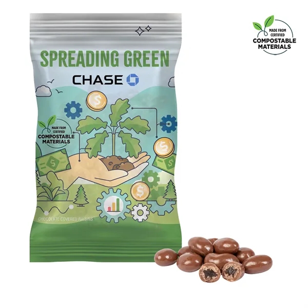 4oz. ECO-Digibag, Compostable & Full Color, Chocolate Raisins... from ASI 44900 NC Custom (CI/Lanco) / Chocolate Inn