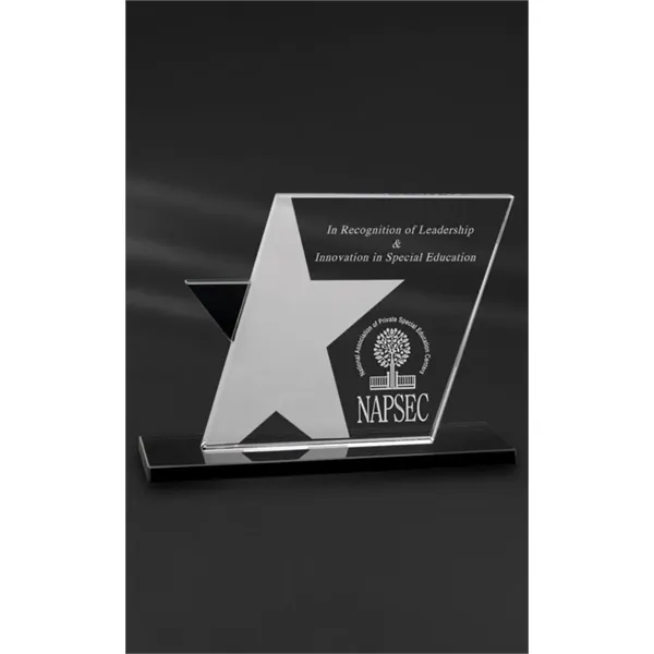 8.5" x 6" optical crystal award with a star design and... from ASI 71920 Moderne Glass Company Inc / Glass America®