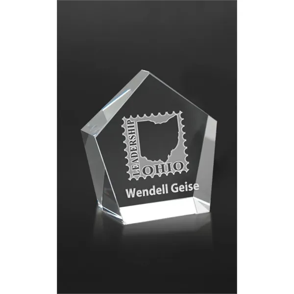 Pentagon-shaped award made of optical crystal and available in three sizes.... from ASI 71920 Moderne Glass Company Inc / Glass America®