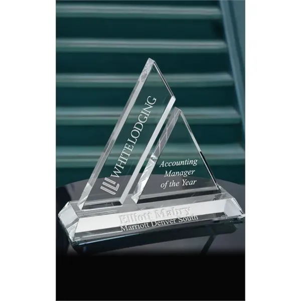 7" x 7.5" optical crystal award with customization.... from ASI 71920 Moderne Glass Company Inc / Glass America®