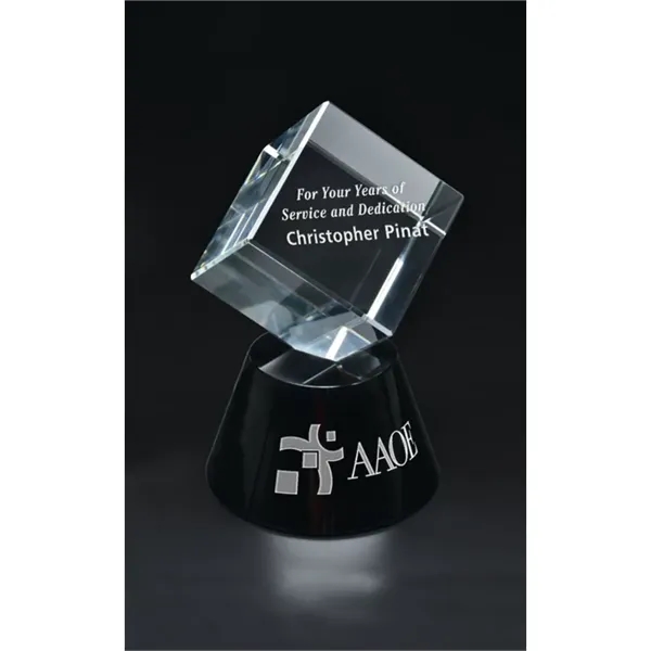 Tilting cube on a base award made of optical crystal.... from ASI 71920 Moderne Glass Company Inc / Glass America®