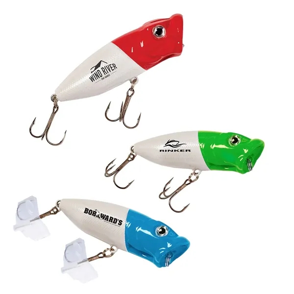 2 1/2" popper fishing lure with open mouth fish head, eyes... from ASI 63549 Jornik Manufacturing Corp