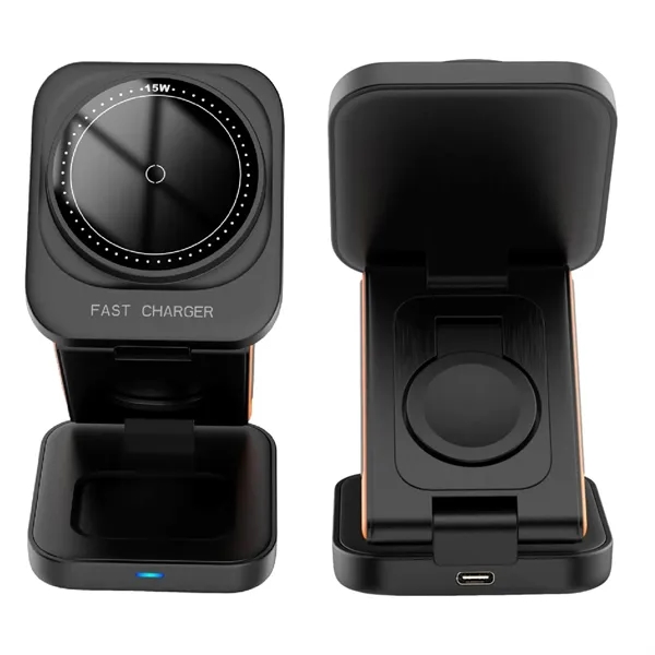 3 in 1 foldable wireless fast charger plus 1C1P silkscreen or... from ASI 37218 Athena Promo (tm)