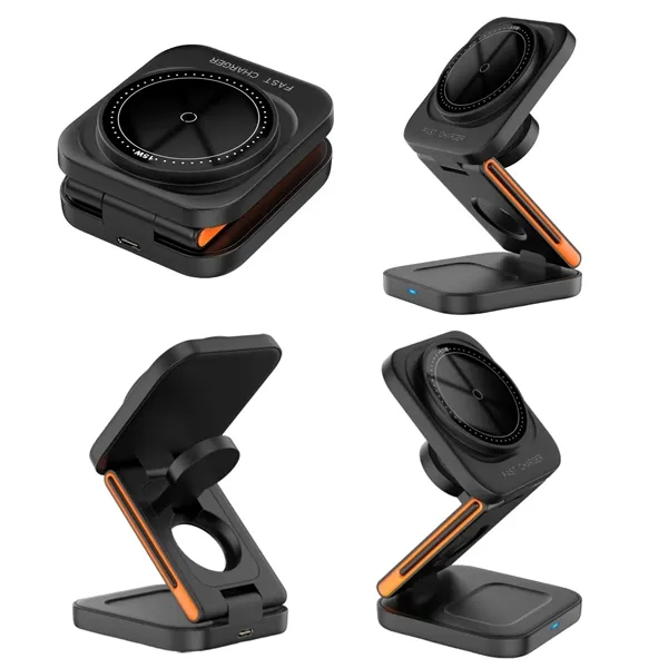 3 in 1 foldable wireless fast charger plus 1C1P silkscreen or... from ASI 37218 Athena Promo (tm)