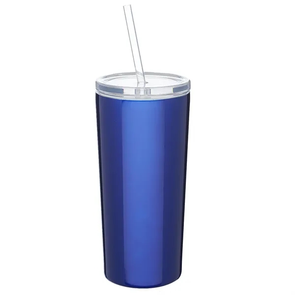 Stainless steel tumbler with straw of 16 oz. capacity plus 1... from ASI 37218 Athena Promo (tm)