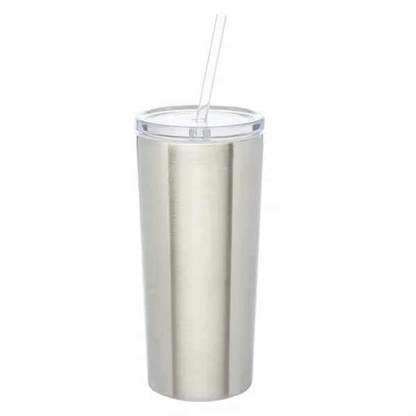 Stainless steel tumbler with straw of 16 oz. capacity plus 1... from ASI 37218 Athena Promo (tm)