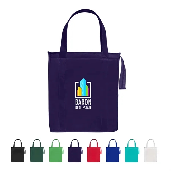 Non-woven reusable insulated tote bag made of 80 GSM with full... from ASI 63549 Jornik Manufacturing Corp