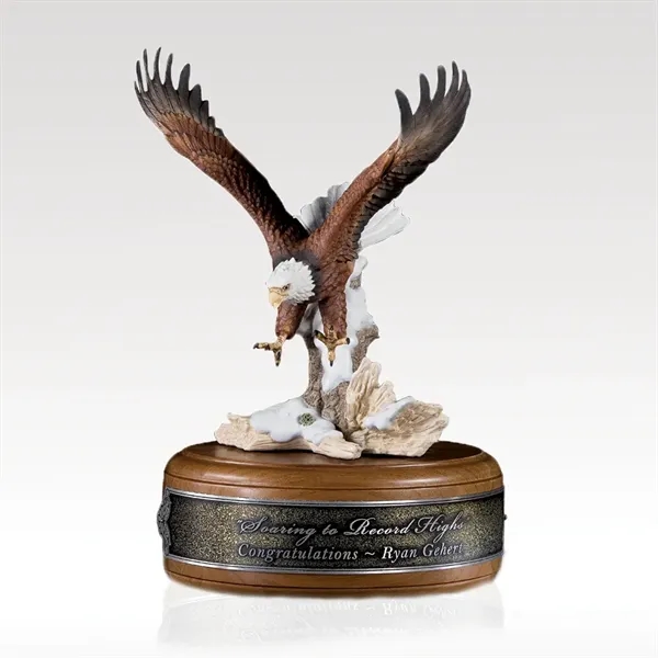Award with a painted porcelain eagle that sits atop a walnut... from ASI 93986 Visions/Awardcraft / Visions Awards