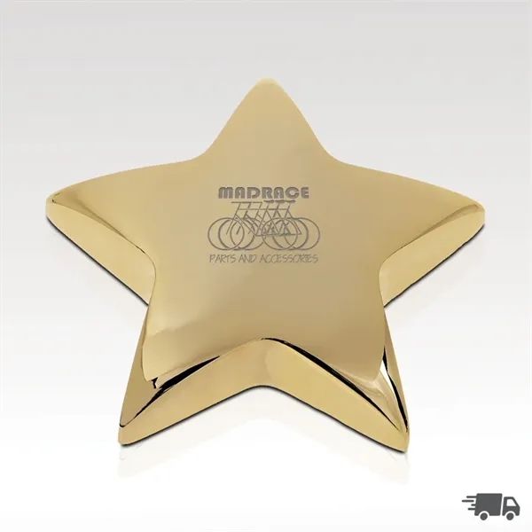 Gold plated, star shaped brass paperweight with imprint options.... from ASI 93986 Visions/Awardcraft / Visions Awards