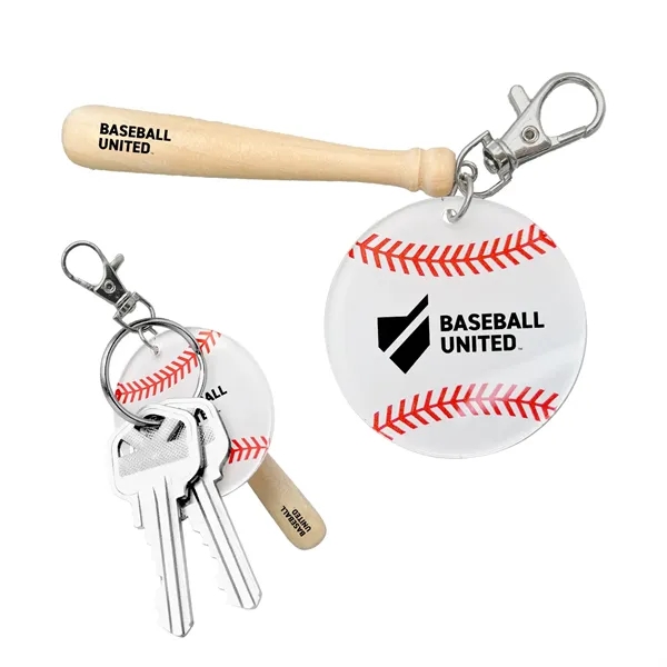 This key chain features a miniature wood baseball bat with acrylic... from ASI 52710 Lincoln Line