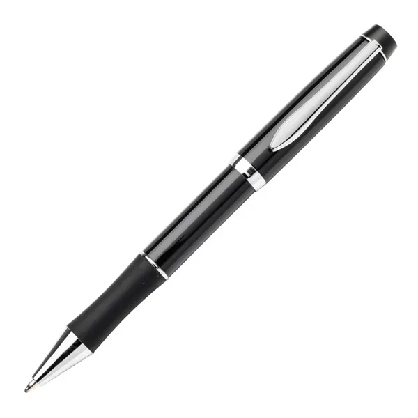 Metal twist-action ballpoint pen with chrome trim and real rubber grip.... from ASI 84592 St Regis Group