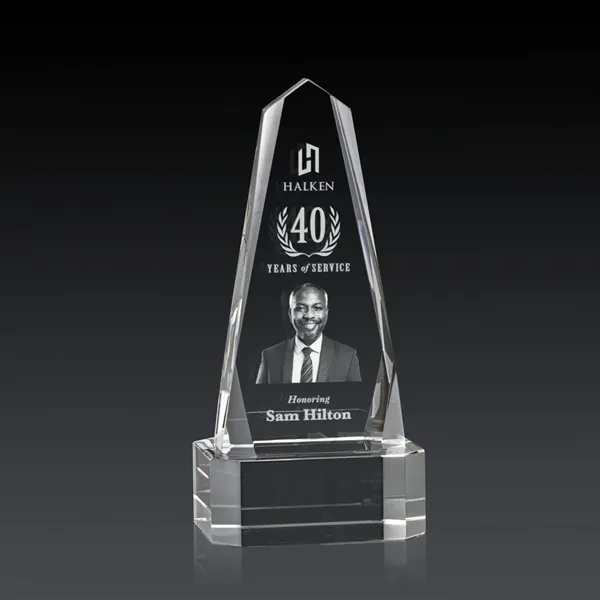 The Optical Crystal Geneva 3D Award on base is an obelisk... from ASI 84592 St Regis Group / St Regis